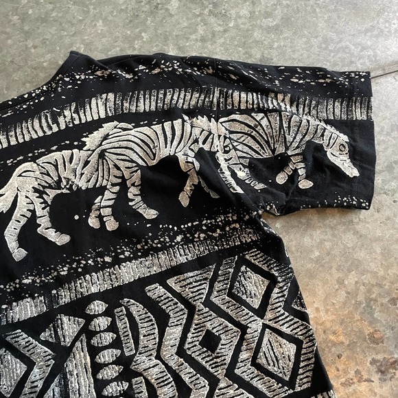 Vintage Zebra All Over Print Shirt Mens Large One Size EZL Tribal AOP USA Black - Picture 10 of 12
